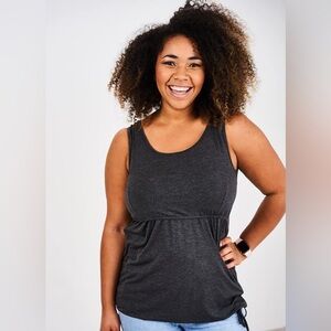 Latched Mama active drawstring nursing maternity tank dark charcoal grey size XS